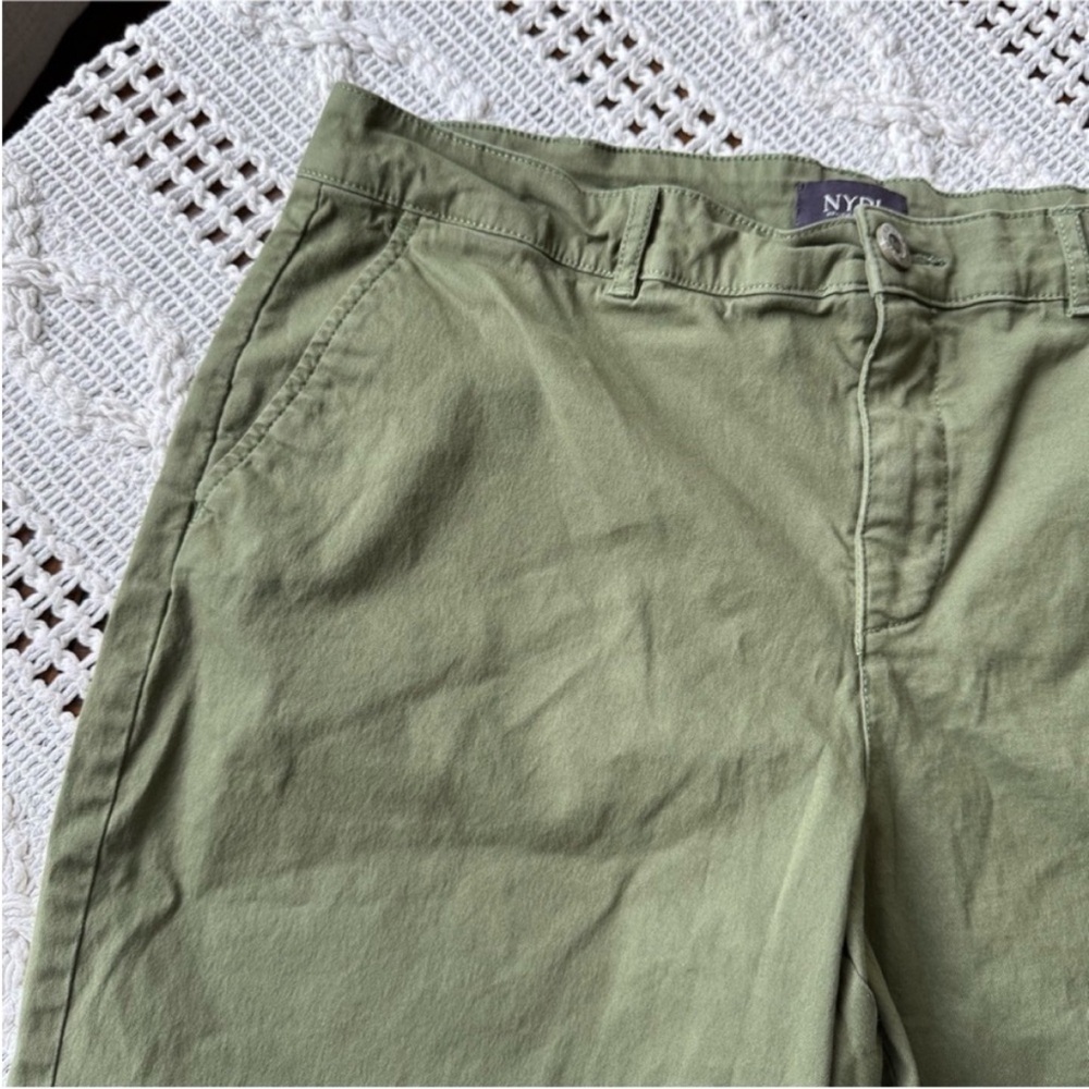 NYDJ Women's Flat Front Shorts in Olive - Picture 6 of 9